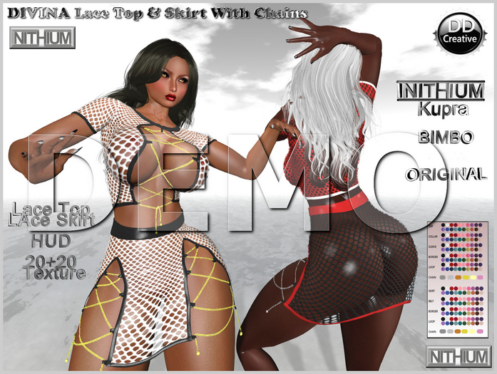 ☾ⅅⅅ☽  [INITHIUM] Kupra Lace Top Skirt in Chains DEMO