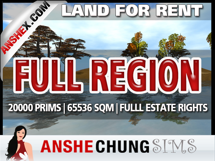 Full Region for Sale 14499L$/Week (20,000 Prims) with Estate Manager Rights