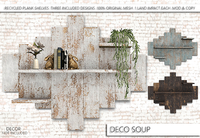 Deco Soup. Recycled Plank Shelves Set  
