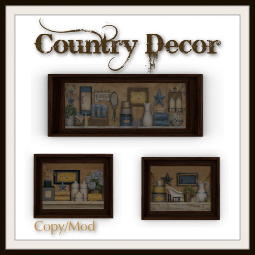 = Country Decor = Bathroom Art FatPack