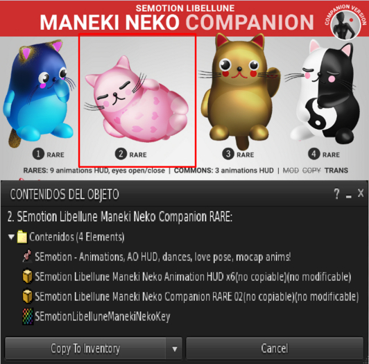 2. SEmotion Libellune Maneki Neko Companion RARE