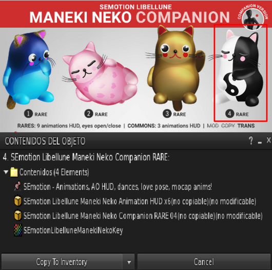 4. SEmotion Libellune Maneki Neko Companion RARE
