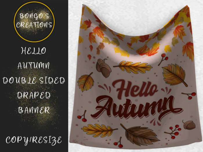 BMC5201 - HELLO AUTUMN - DOUBLE SIDED DRAPED BANNER