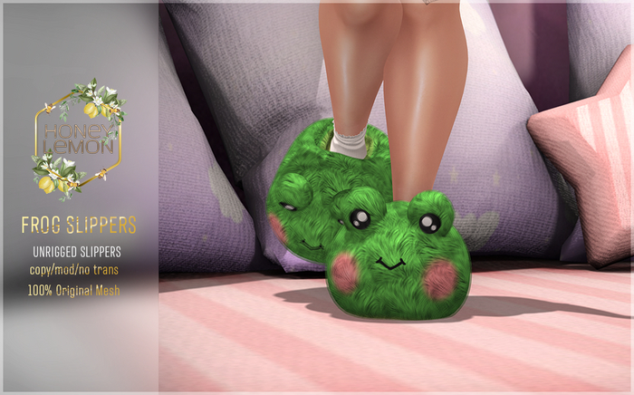 .[Honey Lemon]. Frog Slippers