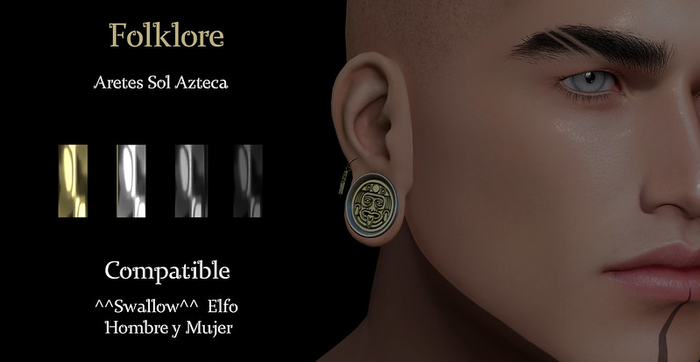 Folklore: Aretes Sol_Azteca_^^Swallow^^ _Elfo