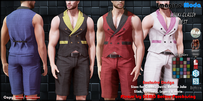 Louki Classy Vest {FATPACK} Aesthetic, Gianni, Davis, Jake, Legacy, Kario, Slink -Imagine Moda-