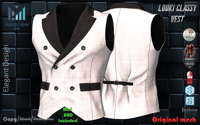 Louki Classy Vest -White- Aesthetic, Gianni, Davis, Jake, Legacy, Kario, Slink -Imagine Moda-