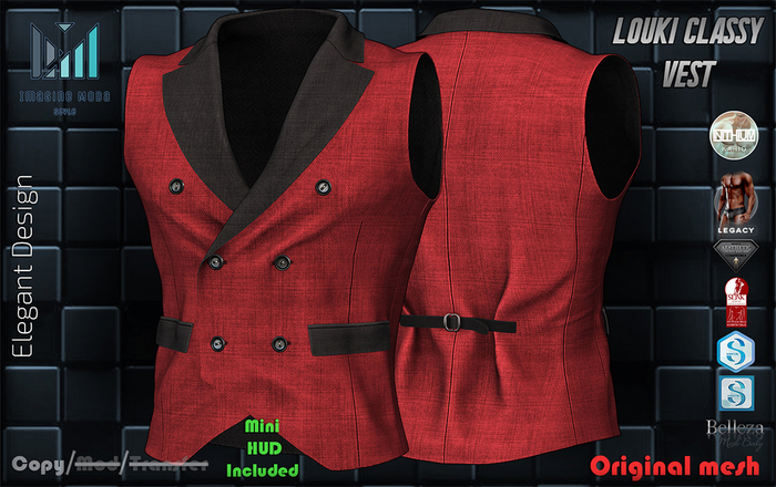 Louki Classy Vest -Red- Aesthetic, Gianni, Davis, Jake, Legacy, Kario, Slink -Imagine Moda-