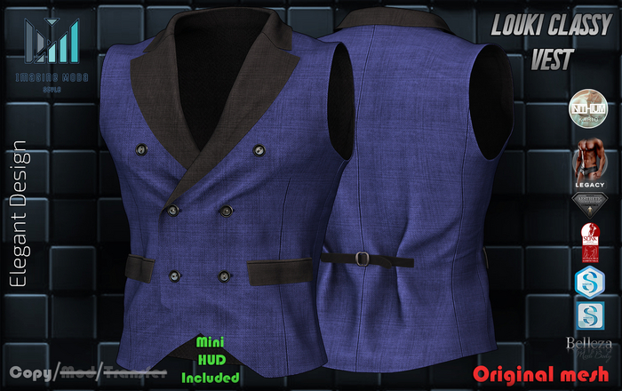 Louki Classy Vest -Blue- Aesthetic, Gianni, Davis, Jake, Legacy, Kario, Slink -Imagine Moda-