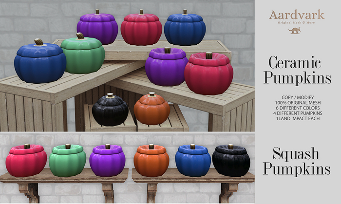 Aardvark : Ceramic Pumpkins - Squash Pumpkins
