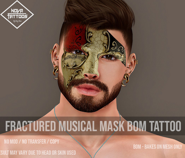 .Nova. Tattoos. Fractured Musical Mask BoM