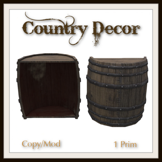 = Country Decor = Half Wood Barrel