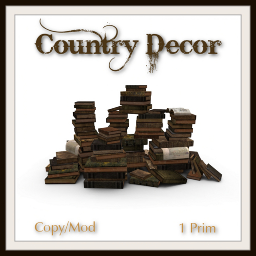 = Country Decor = Large Book Pile