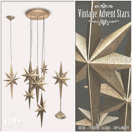 NOMAD // VINTAGE ADVENT STARS // GOLD