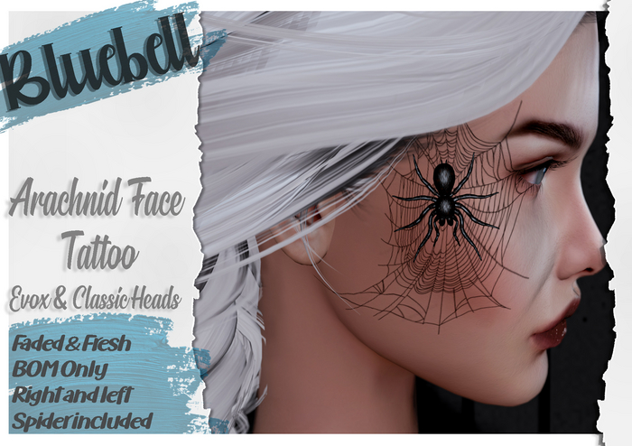 BLUEBELL Arachnid Face Tattoo