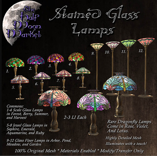 The Half Moon Market - RARE Dragonfly Lamp - Violet