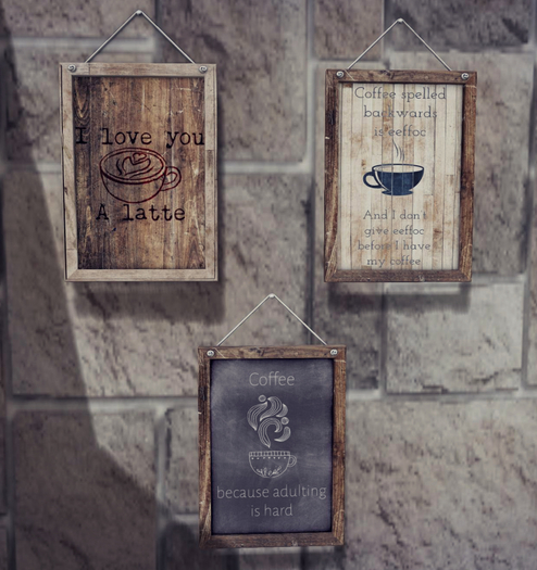 Coffee Lovers Framed Vertical Sign Pack