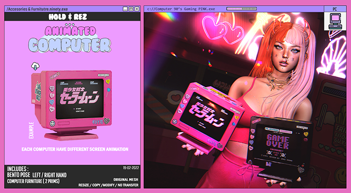 ninety - Computer Gaming Pink Animated Hold & Rez