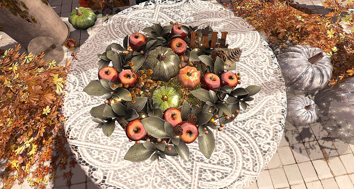 CJ Autumn Apple Table Wreath with Pumpkins 