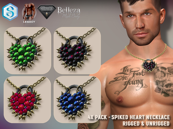 [7/11] Spiked Heart Necklace - 4x Pack
