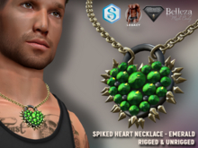 [7/11] Spiked Heart Necklace EMERALD
