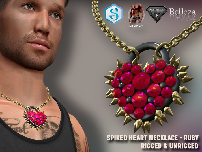 [7/11] Spiked Heart Necklace RUBY
