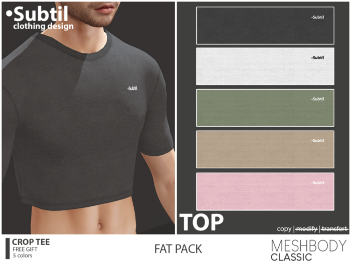•Subtil . CLASSIC . Crop Tee . (M) . FAT PACK . [Gift]