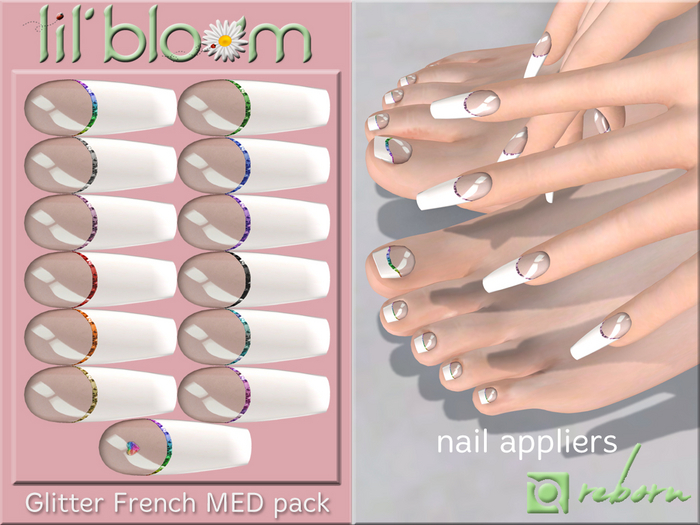 {LB} eBODY - REBORN nail HUD:: Glitter French medium