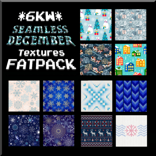 *6KW* FULL PERM Seamless December Textures FATPACK