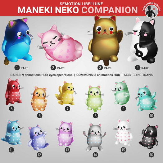 1. SEmotion Libellune Maneki Neko Companion RARE