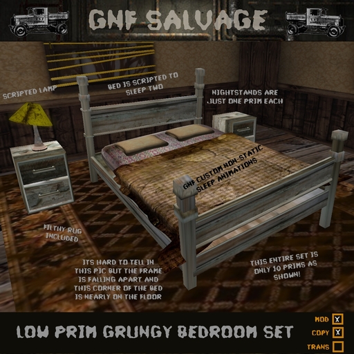 Low Prim Grungy Bedroom Set