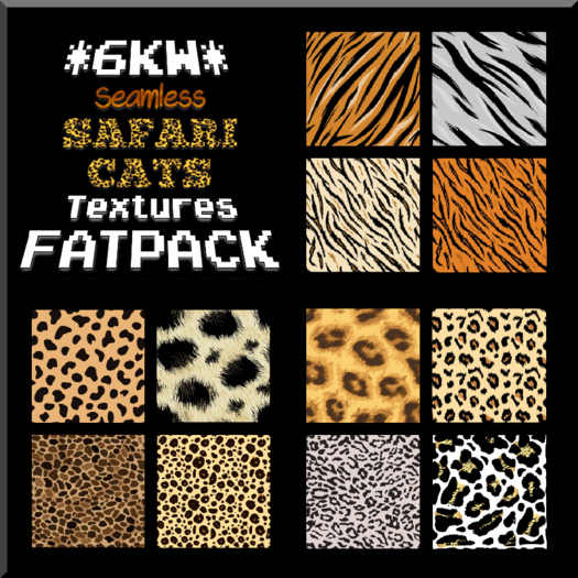 *6KW* FULL PERM Seamless Safari Cats Textures FATPACK