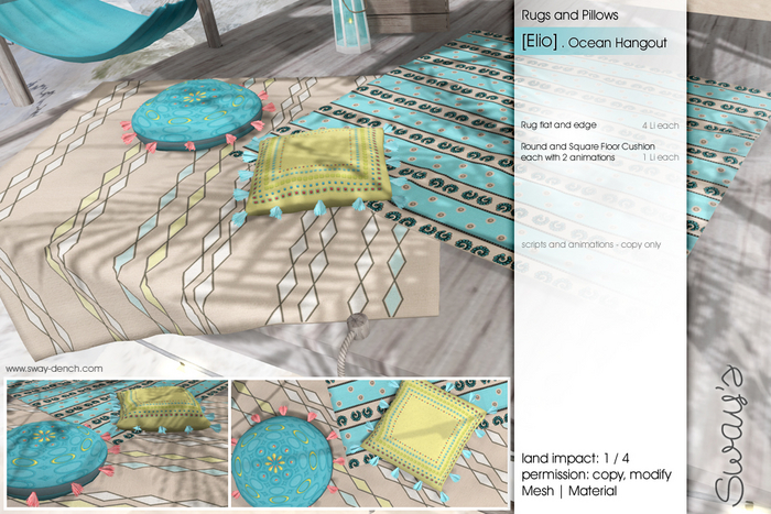 Sway's [Elio] Ocean Hangout . Rugs and Pillows