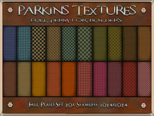 Parkins Textures - Fall Plaid Set - 20x Full Perm Seamless 1024 - Fabric, Texture, Cloth, Check, Autumn, Clothing, Shirt