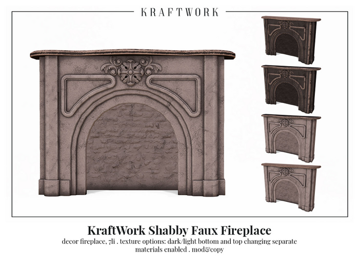 KraftWork Shabby Faux Fireplace (Add Me)