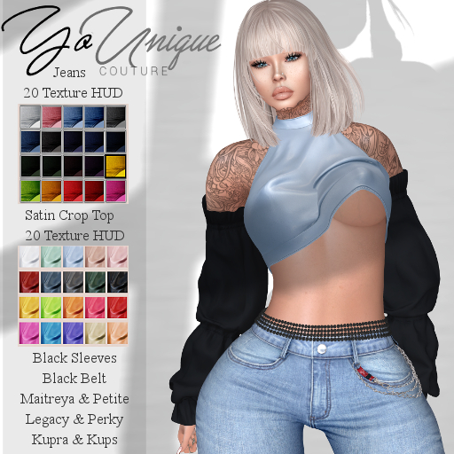 YoUnique Couture Rashlee 4 part Jean Outfit - 2 x 20 Texture HUDs - Sexy 