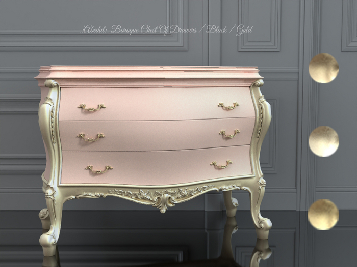 .:Abedul:. Baroque Chest Of Drawers / Pink / Gold
