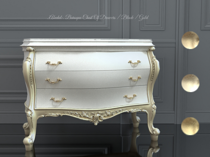 .:Abedul:. Baroque Chest Of Drawers / White / Gold