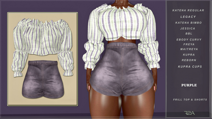 R2A- FRILL TOP & SHORTS PURPLE