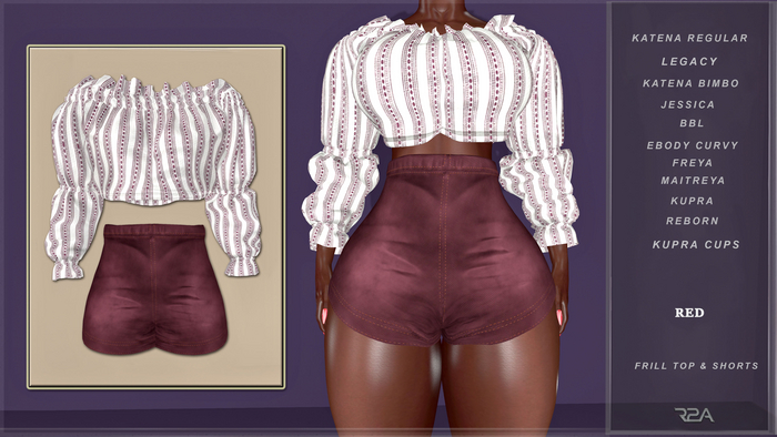 R2A- FRILL TOP & SHORTS RED