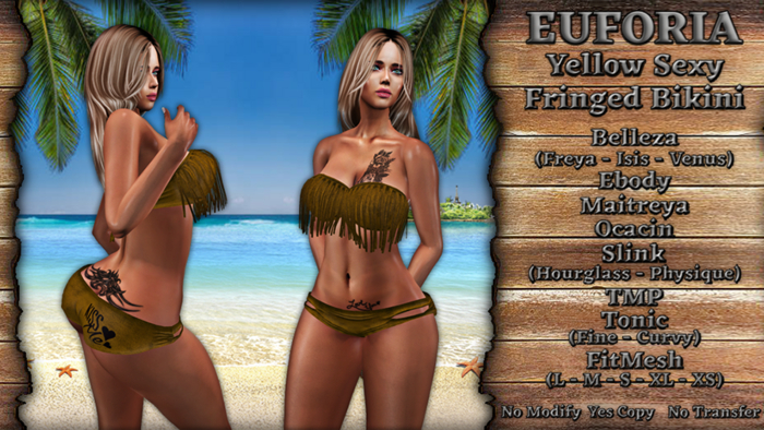 *EUFORIA* Yellow Sexy Fringed Bikini