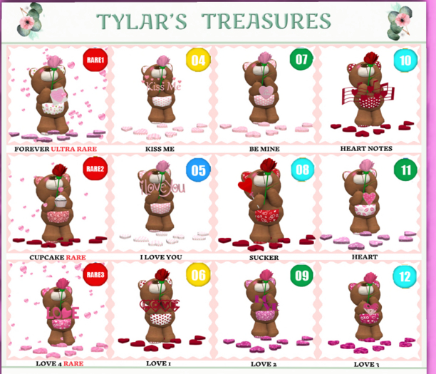 01 TYLAR'S VALENTINE BEARS GATCHA FOREVER RARE