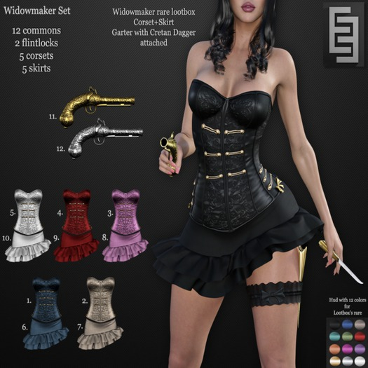 !EE Fit Widowmaker - CREAM Corset & Skirt - Maitreya