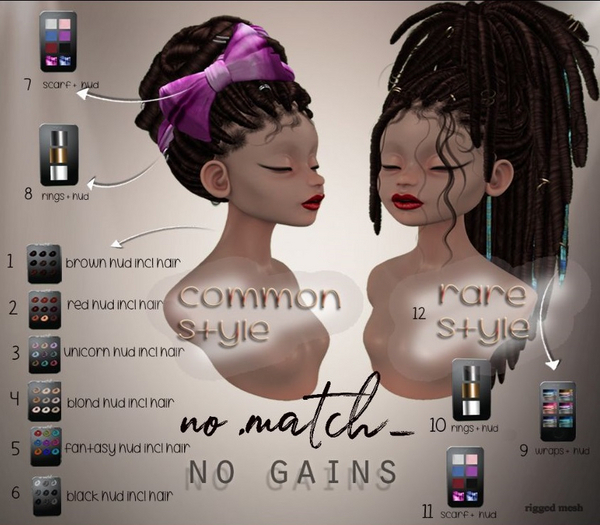 12. no match  NO GAINS A hairstyle  RARE
