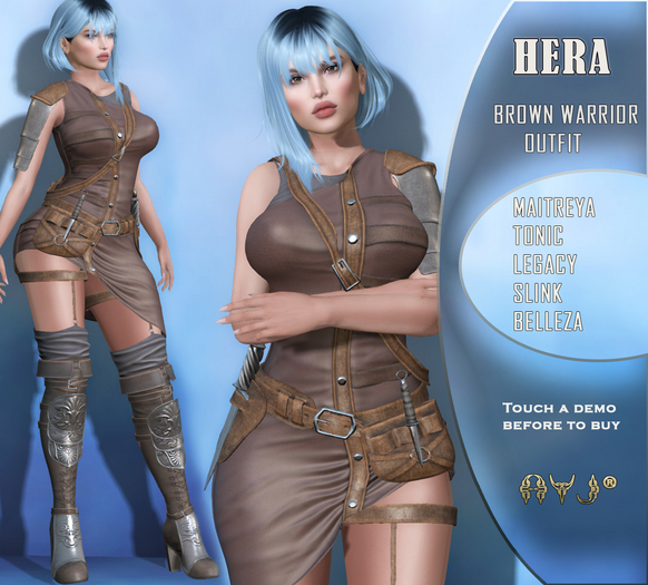DEMO !! FABULOUS & SEXY COMPLETE OUTFIT !! MOD. HERA BROWN WARRIOR - A&J CREATION AND FRANCHISE