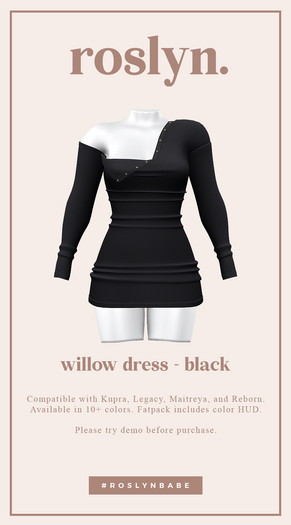 roslyn. willow dress. black