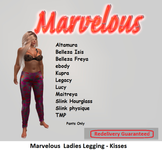 Marvelous  Ladies Legging-Kisses