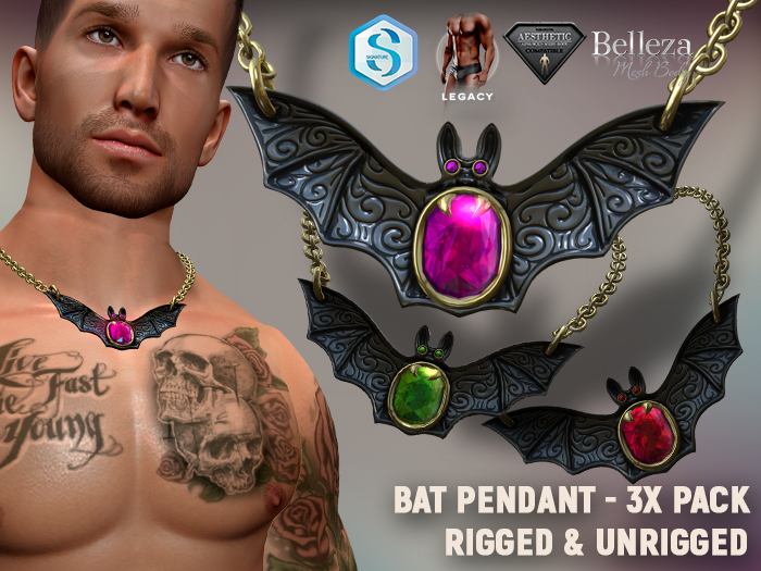 [7/11] Bat Pendant - 3x PACK