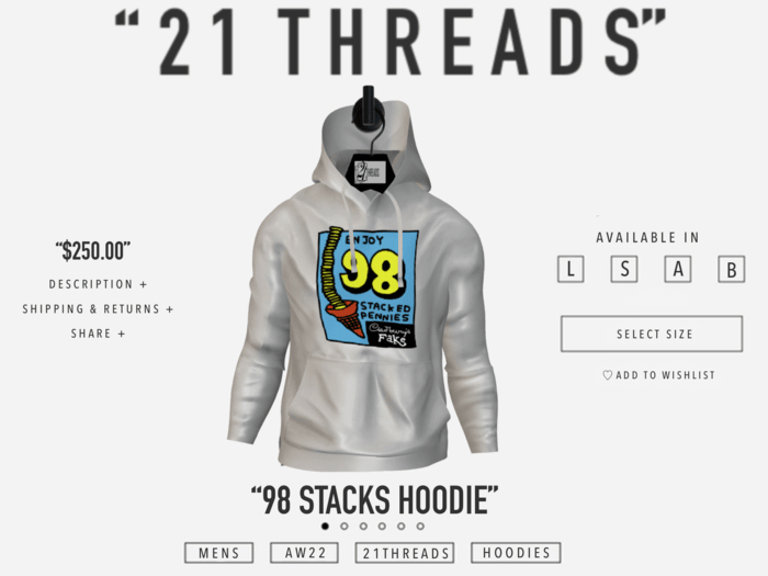 [21 THREADS] "98 Stacks" Hoodie