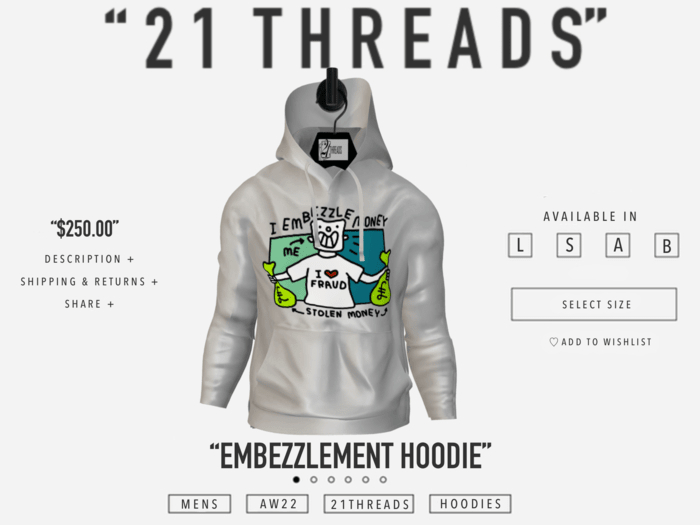 [21 THREADS] "Embellezment"  Hoodie